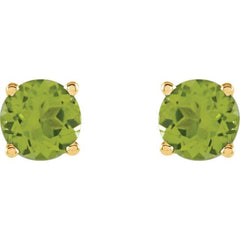 14K Yellow Gold 7 mm Natural Peridot Earrings