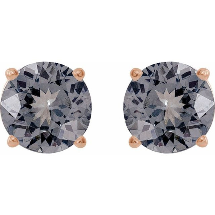 14K Rose 6 mm Natural Gray Spinel Earrings