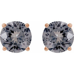 14K Rose Gold 6 mm Natural Gray Spinel Earrings