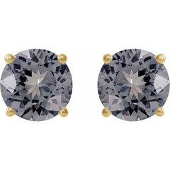 14K Yellow Gold 6 mm Natural Gray Spinel Earrings