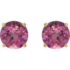 14K Yellow Gold 6 mm Natural Pink Tourmaline Earrings