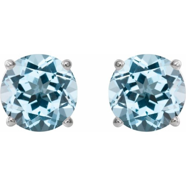 Sterling Silver 6 mm Natural Sky Blue Topaz Earrings