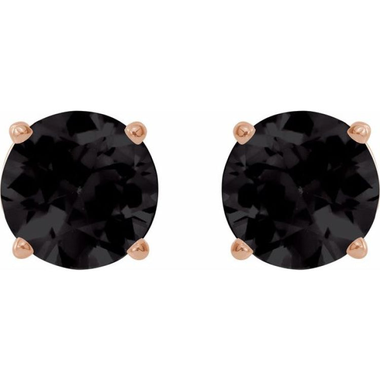 14K Rose Gold 7 mm Natural Black Onyx Earrings