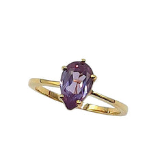 APPRAISED $250 - 14kt Yellow Gold Ring with 1 Pear-Shaped Synthetic Color Changing Sapphire (8x5mm)