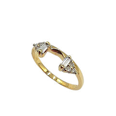 APPRAISED $700 - 14kt Yellow Gold Band with 6 Round Brilliant Diamonds - T. - .09ct and 2 Straight Baguette Diamonds