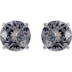 Sterling Silver 6 mm Natural Gray Spinel Earrings