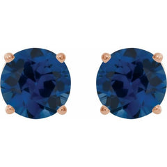 14K Rose Gold 7 mm Lab-Grown Blue Sapphire Earrings