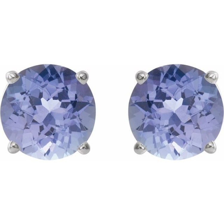 14K White Gold 7 mm Natural Tanzanite Earrings