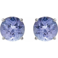 14K White Gold 7 mm Natural Tanzanite Earrings
