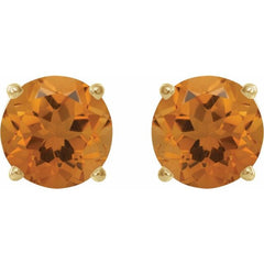 14K Yellow Gold 7 mm Natural Citrine Earrings