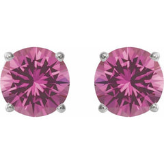 Platinum 8 mm Lab-Grown Pink Sapphire Earrings