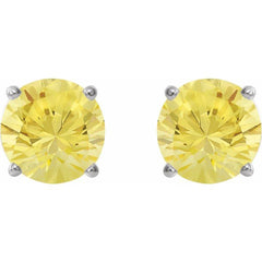 Platinum 8 mm Lab-Grown Yellow Sapphire Earrings