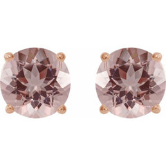 14K Rose 6 mm Natural Pink Morganite Earrings