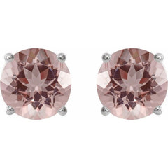 Platinum 6 mm Natural Pink Morganite Earrings