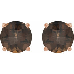 14K Rose 7 mm Natural Smoky Quartz Earrings