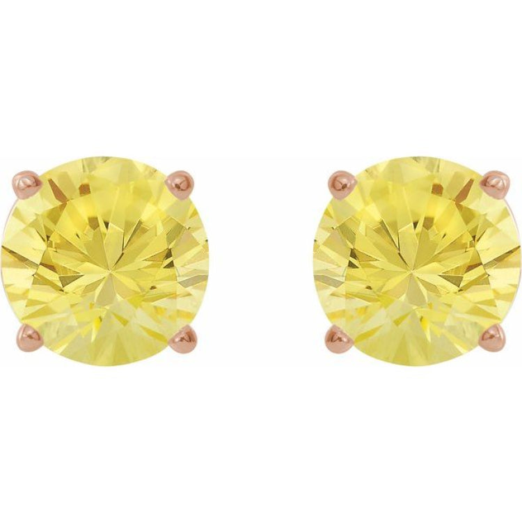 14K Rose 7 mm Lab-Grown Yellow Sapphire Earrings