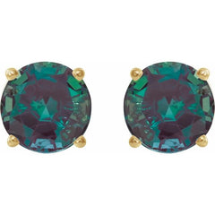 14K Yellow 7 mm Lab-Grown Alexandrite Earrings