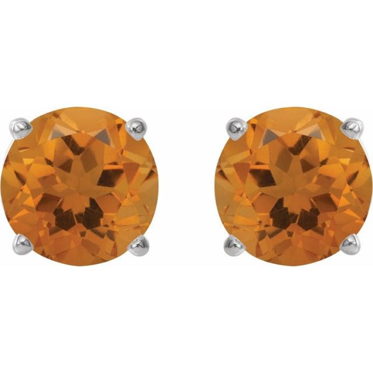 Platinum 7 mm Natural Citrine Stud Earrings