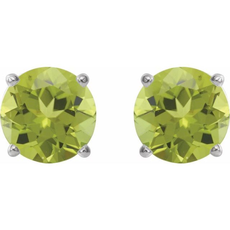 Platinum 7 mm Natural Peridot Earrings