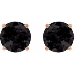 14K Rose 8 mm Natural Black Onyx Earrings