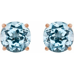 14K Rose 8 mm Natural Sky Blue Topaz Earrings