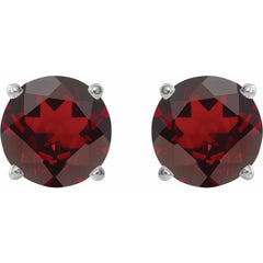 Platinum 8 mm Natural Mozambique Garnet Earrings