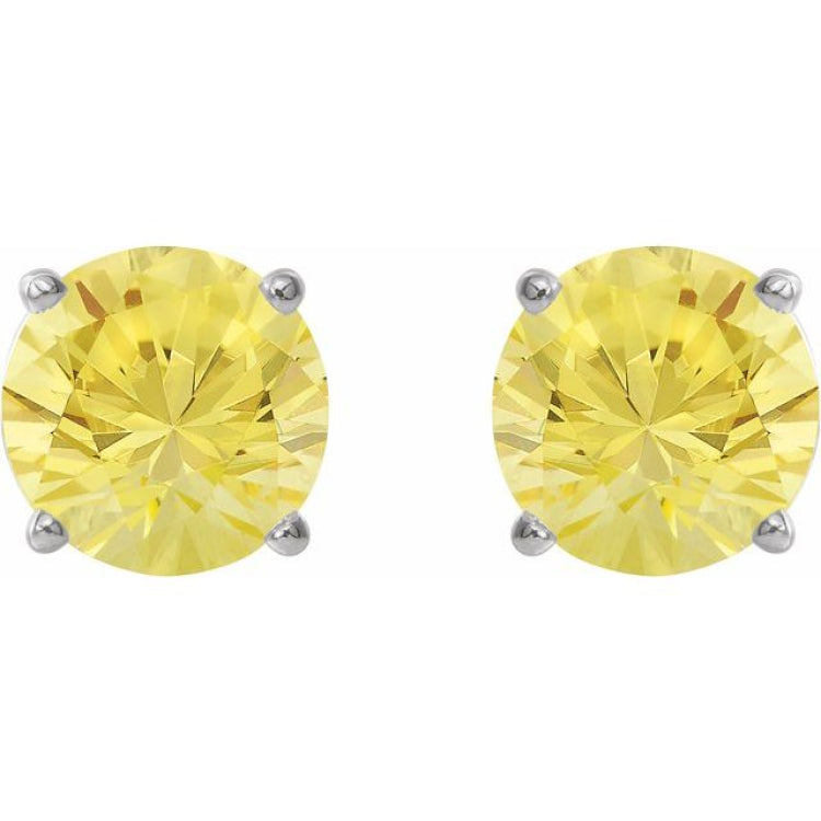Platinum 8 mm Lab-Grown Yellow Sapphire Earrings