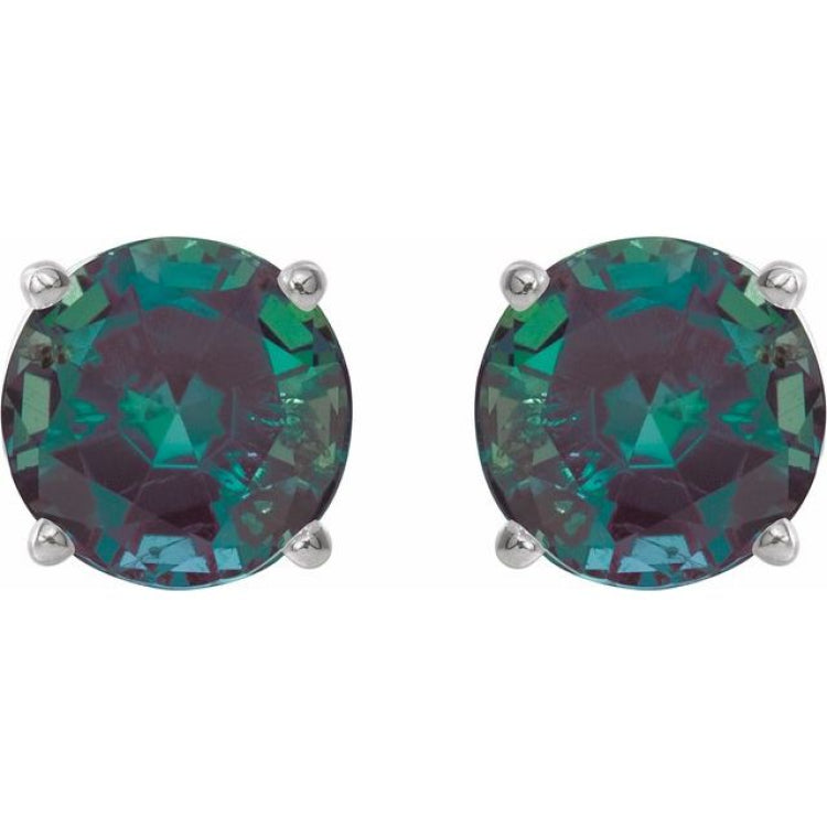 Sterling Silver 8 mm Lab-Grown Alexandrite Earrings