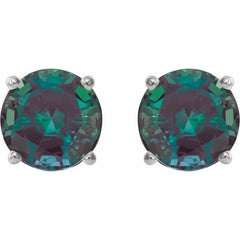 Sterling Silver 8 mm Lab-Grown Alexandrite Earrings