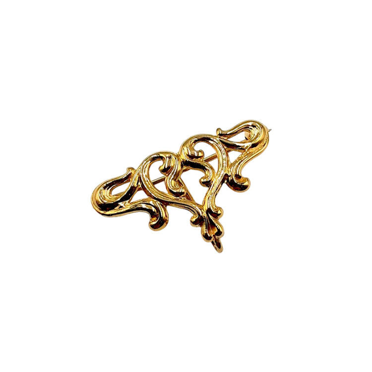 APPRAISED $325 - 14kt Yellow Gold Heart Scroll Pin 