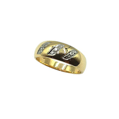 APPRAISED $800 - 14kt Yellow Gold Band with 3 Diamond Diagonal Row with 3 Single Cut Diamonds - T. - .03ct 