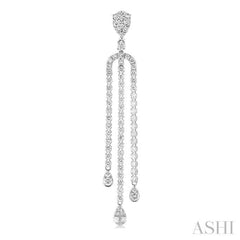2 Ctw Lovebright Pear Shape Round Cut Diamond Dangle Earrings in 14K White Gold