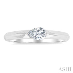 1/3 Ctw East-West Set Pear Cut Diamond Solitaire Fashion Ring in 14K White Gold