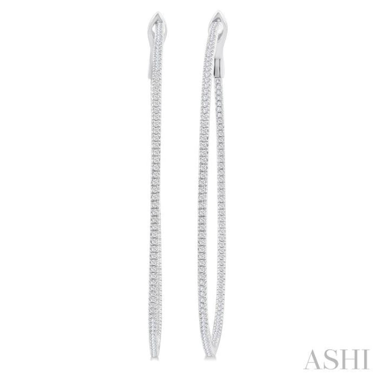 1 Ctw Inside & Outside Round Cut Diamond Hoop Earring in 14K White Gold