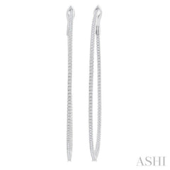 1 Ctw Inside & Outside Round Cut Diamond Hoop Earring in 14K White Gold