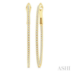 1/2 Ctw Inside & Outside Round Cut Diamond Hoop Earrings in 14K Yellow Gold