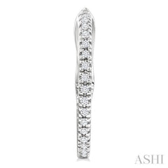 1/6 Ctw Inside & Outside Round Cut Diamond Hoop Earrings in 10K White Gold