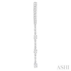 1/3 ctw Round Cut Diamond Chain Dangler Hoop Earring in 10K White Gold