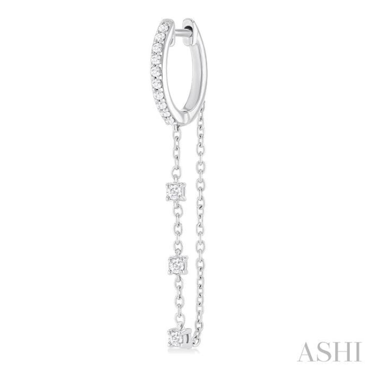 1/3 ctw Round Cut Diamond Chain Dangler Hoop Earring in 10K White Gold