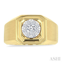1/2 Ctw Lovebright Two-Tone Round Cut Diamond Men's Ring in 10K Yellow and White Gold