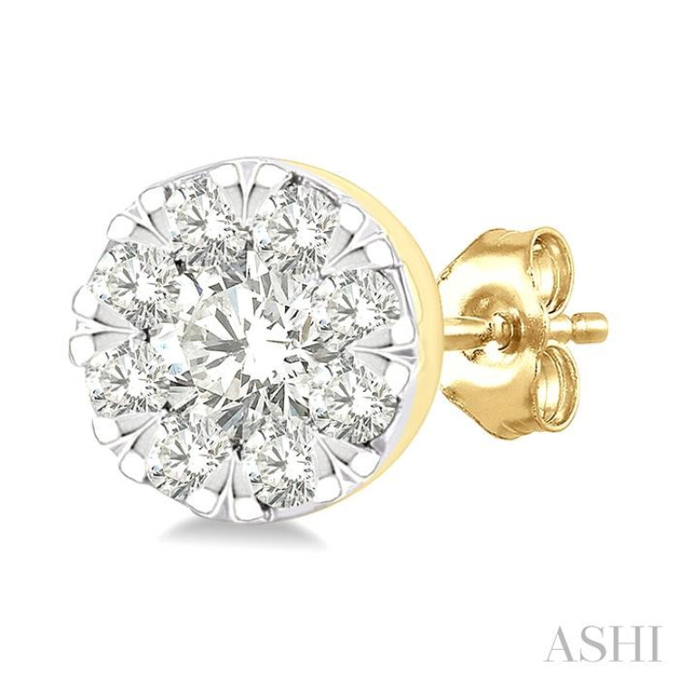 1/6 Ctw Lovebright Petite Round Shape Round Cut Diamond Fashion Stud Earrings in 10K Yellow Gold