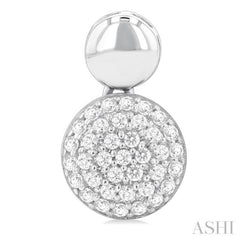 1/3 Ctw Circular Mount Pave Set Round Cut Diamond Fashion Earrings in 10K White Gold