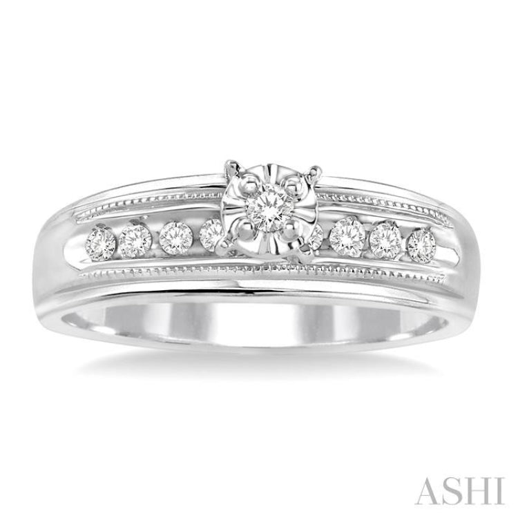 1/8 ctw Round Cut Diamond Engagement Ring in 14K White Gold