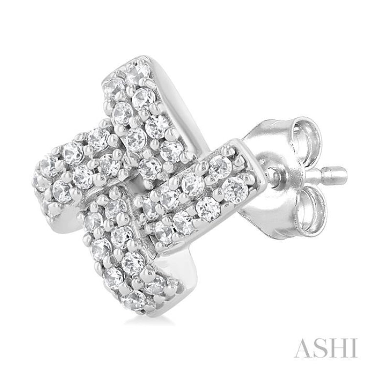 1/5 Ctw Petite Pinwheel Round Cut Diamond Fashion Stud Earrings in 10K White Gold