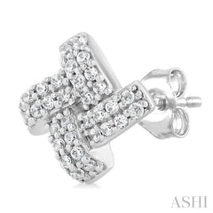 1/5 Ctw Petite Pinwheel Round Cut Diamond Fashion Stud Earring in 10K White Gold