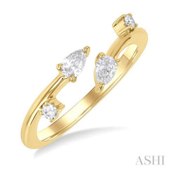 1/4 Ctw Open Bypass Pear and Round Cut Diamond Fashion Ring in 14K Yellow Gold