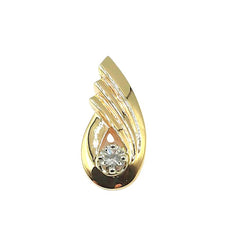 APPRAISED $1700 - 14kt Yellow Gold Ribbed Swirl Pendant with 1 Round Brilliant Diamond - EST. - .43ct