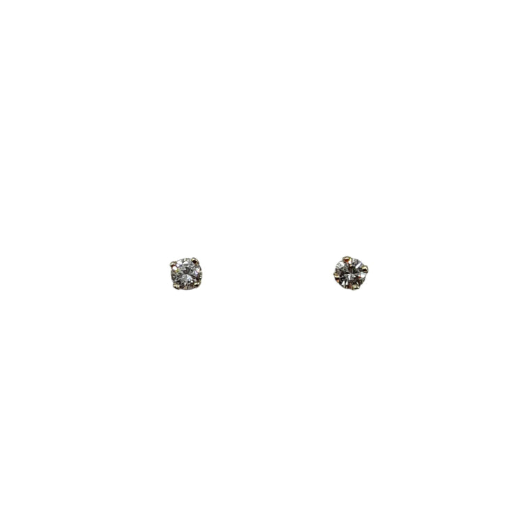 APPRAISED $500 - 14kt Yellow Gold 4 Prong Ear Studs with 2 Round Brilliant Diamonds - T. - .21ct 