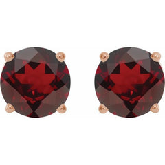 14K Rose Gold 7 mm Natural Mozambique Garnet Earrings