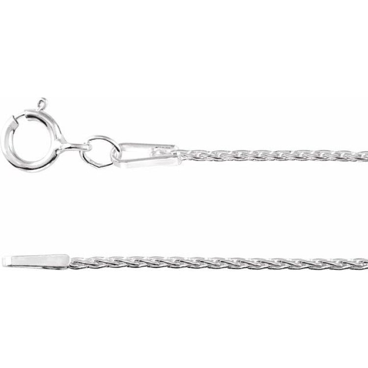 14K White 1 mm Wheat 16" Chain